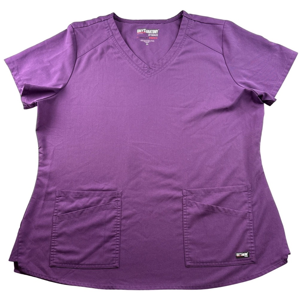Greys Anatomy by Barco Spandex Stretch Scrub Top Purple V-Neck XL‎ RN50681